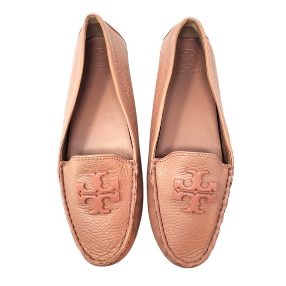 Tory Burch Everly Driver Tumbled Leather Slip On Loafer Pink Moon 85159 Size 9M - Picture 1 of 9